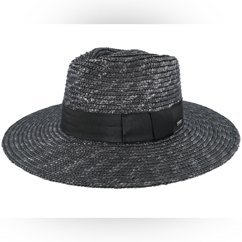 Joanna Short Brim Black Straw Hat - Brixton